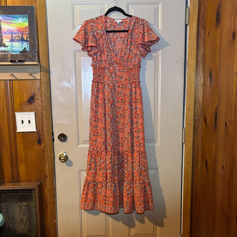 Max Studio Orange Floral Maxi Dress